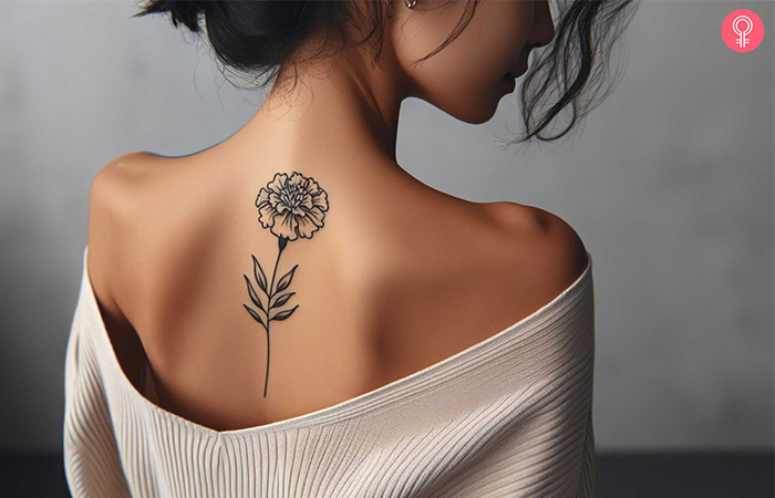 A minimalist marigold flower on the back