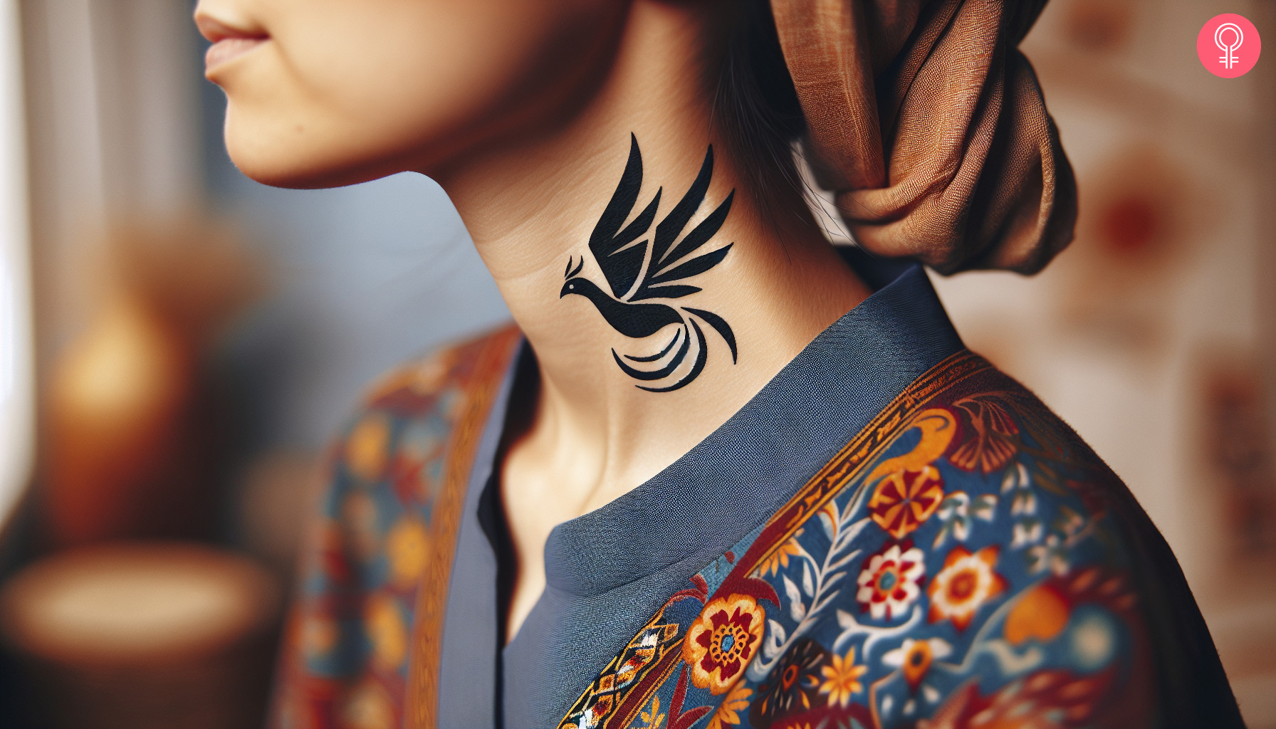 Phoenix Rising Tattoo On Neck