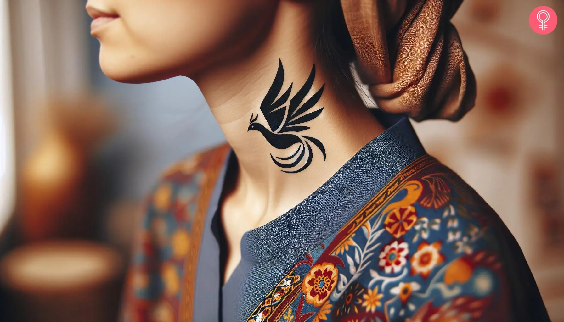 Phoenix Rising Tattoo On Neck