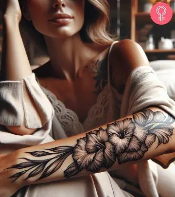 August birth flower tattoo on the woman’s arm