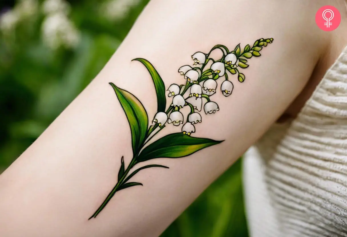 Lily of the Valley tattoo on the arm