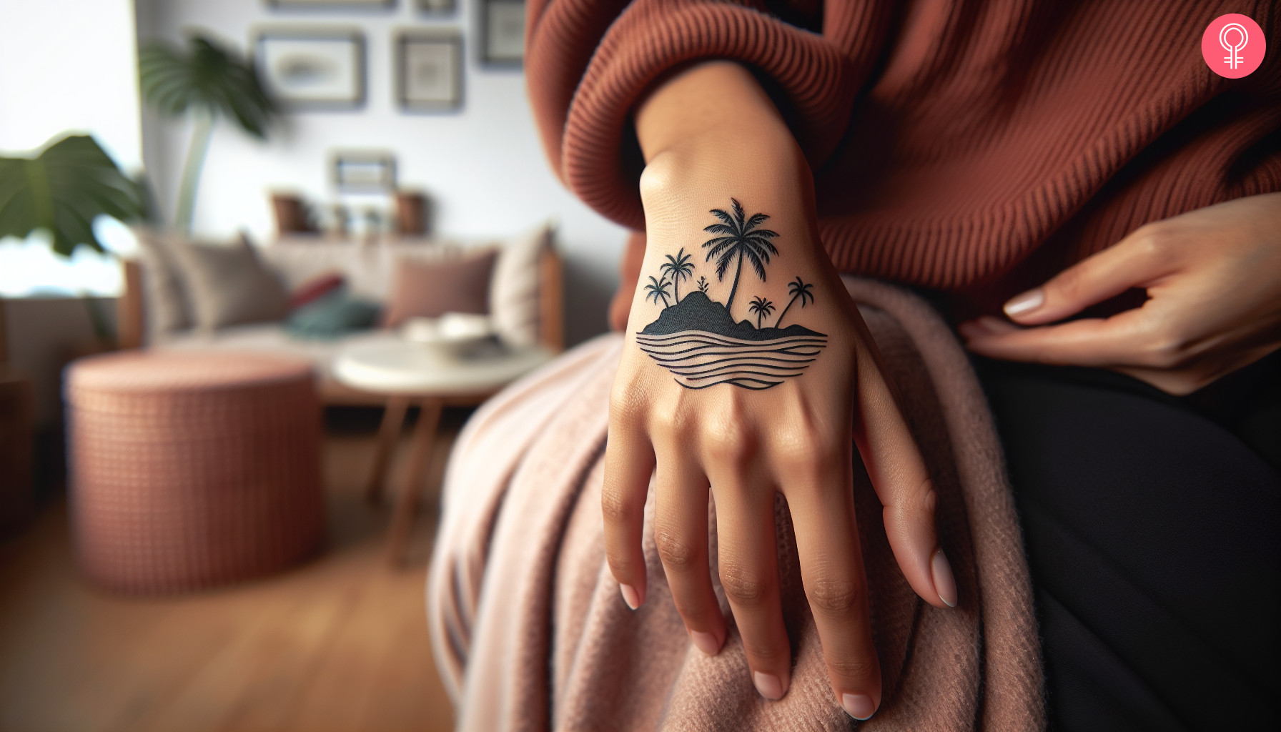 Simple tropical tattoo on the hand