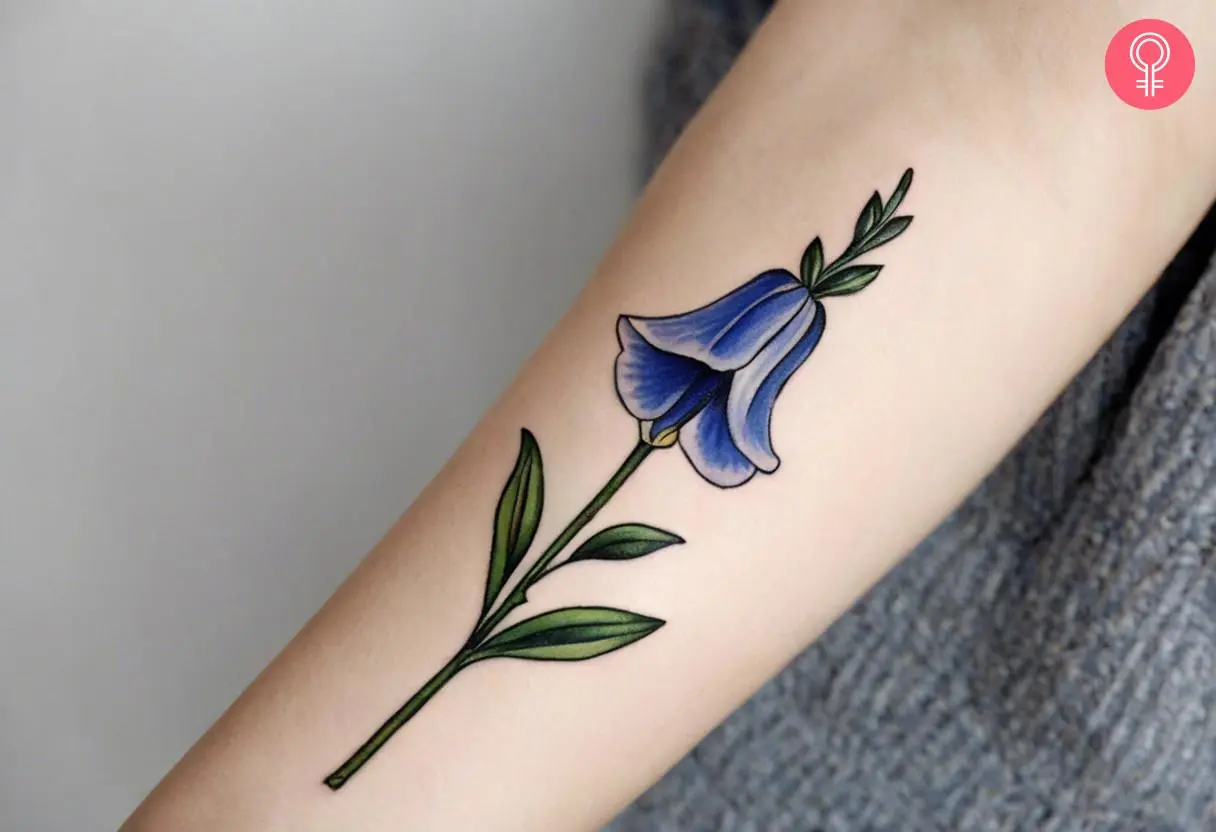 Single bluebell flower tattoo