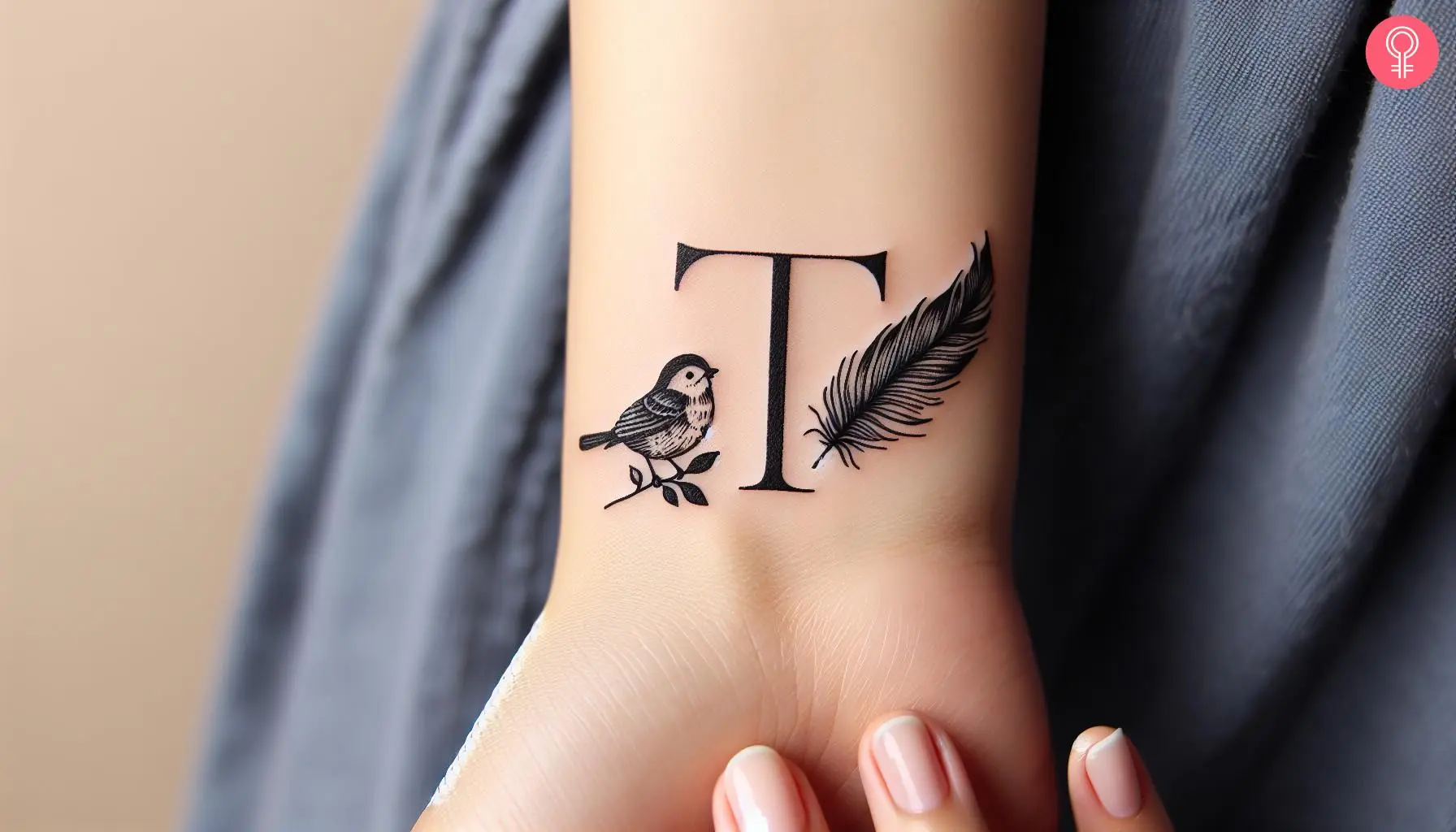 A woman wearing a T tattoo on her wrist