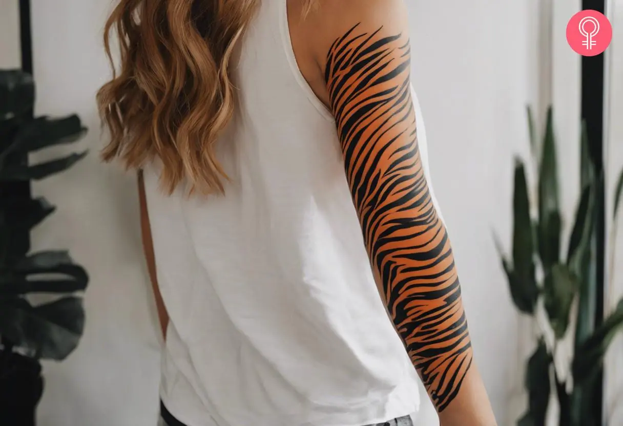 Tiger stripe full sleeve tattoo