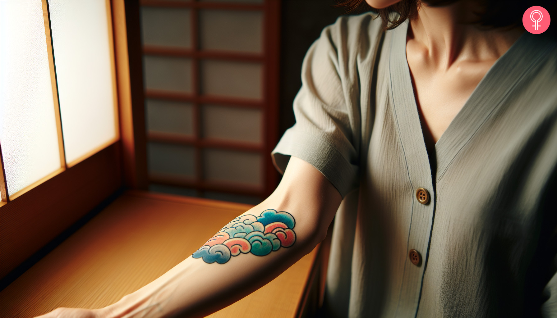 Traditional Japanese cloud tattoo on the forearm