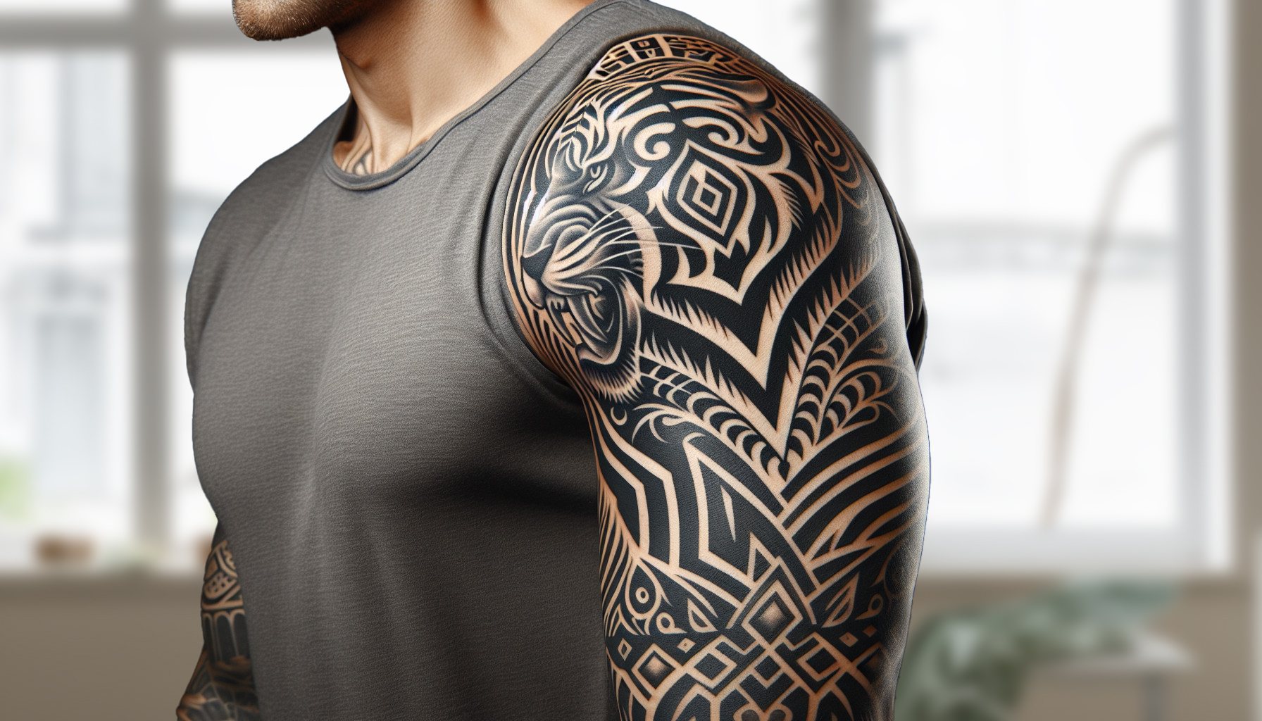 Tribal tiger stripe tattoo