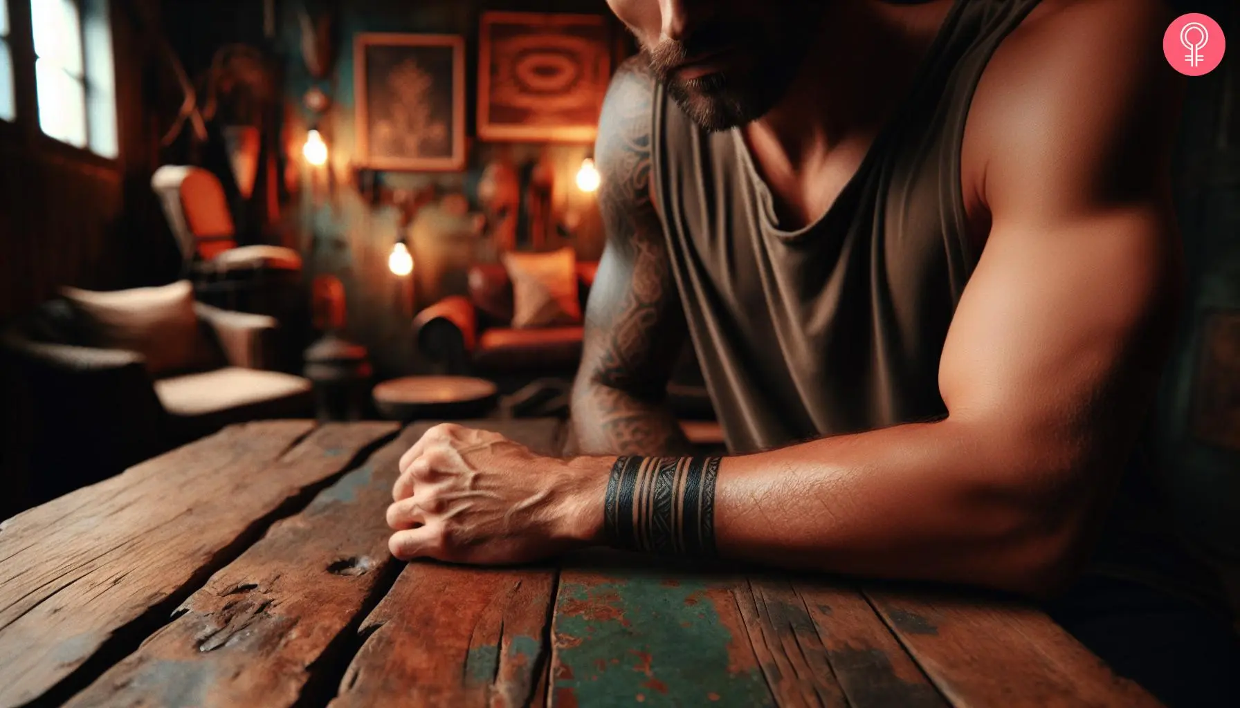 Warrior armband tribal tattoo on a man’s wrist