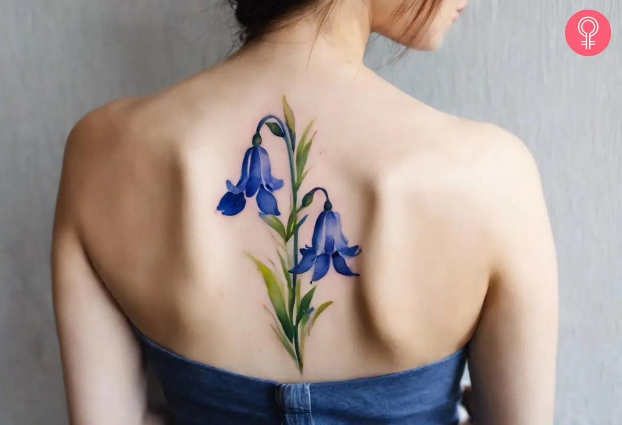 Watercolor bluebell flower tattoo