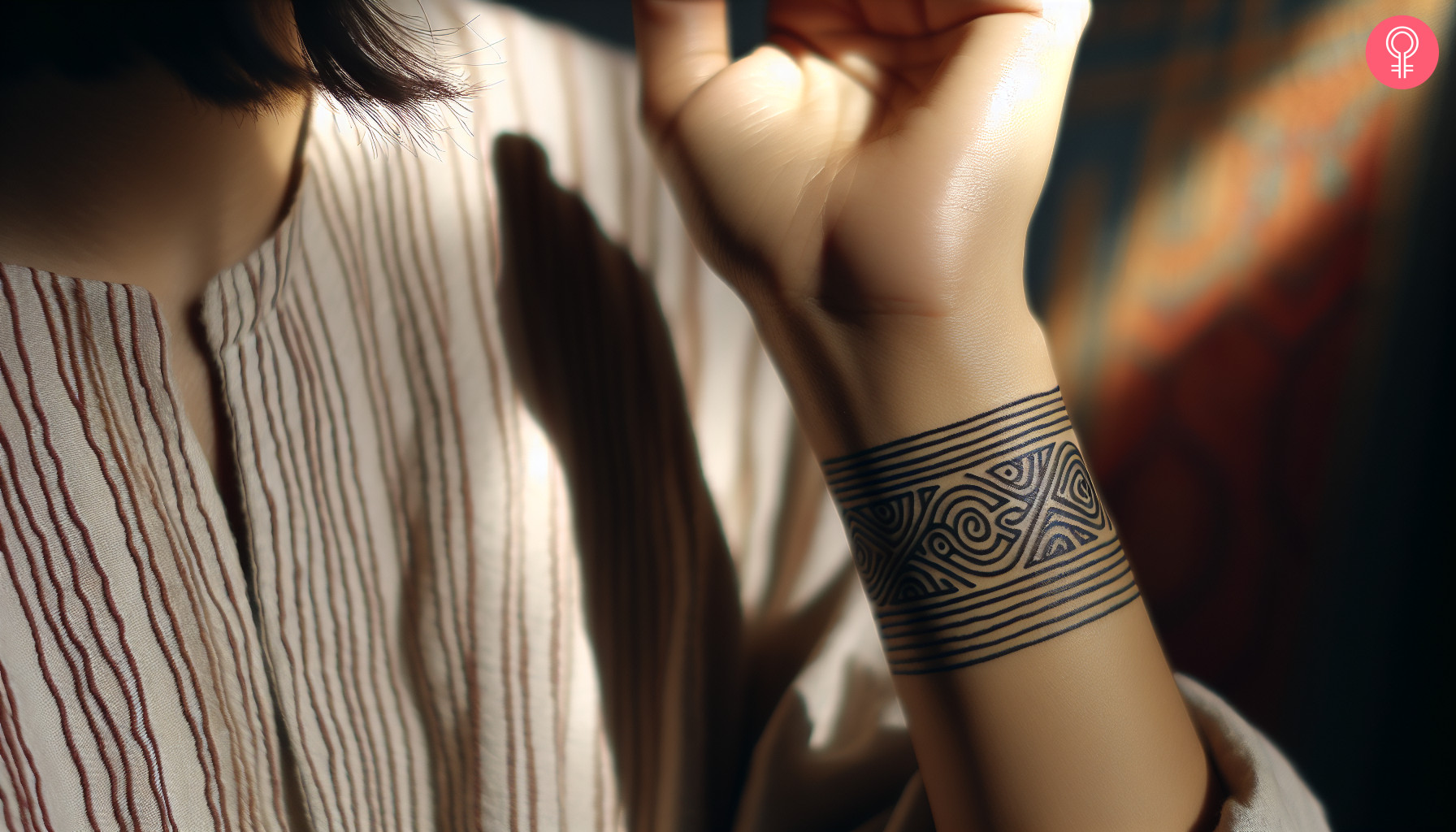 Woman with a Kalinga wrist band tattoo.