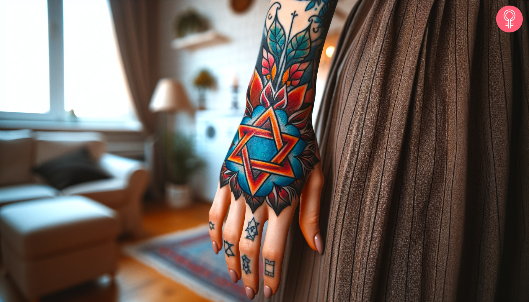 Woman with a Star Of David hand tattoo