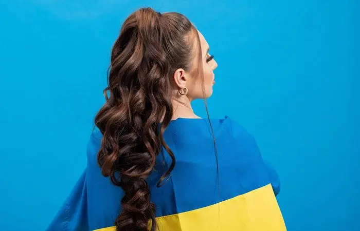 A woman flaunting a fountain ponytail