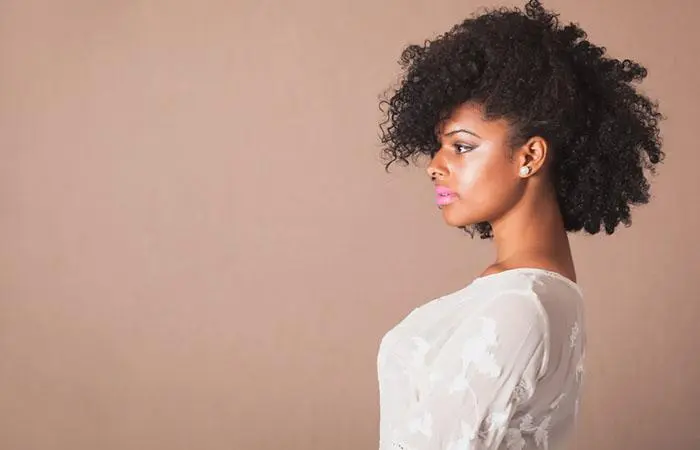 A woman flaunting fauxhawk hairstyle