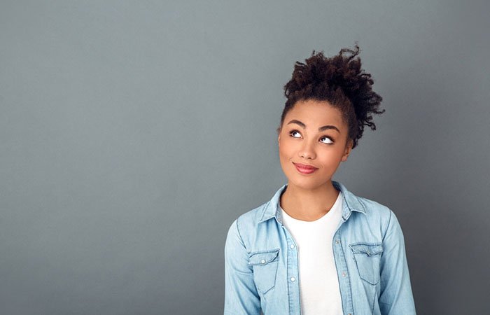 A woman flaunting sleek bun