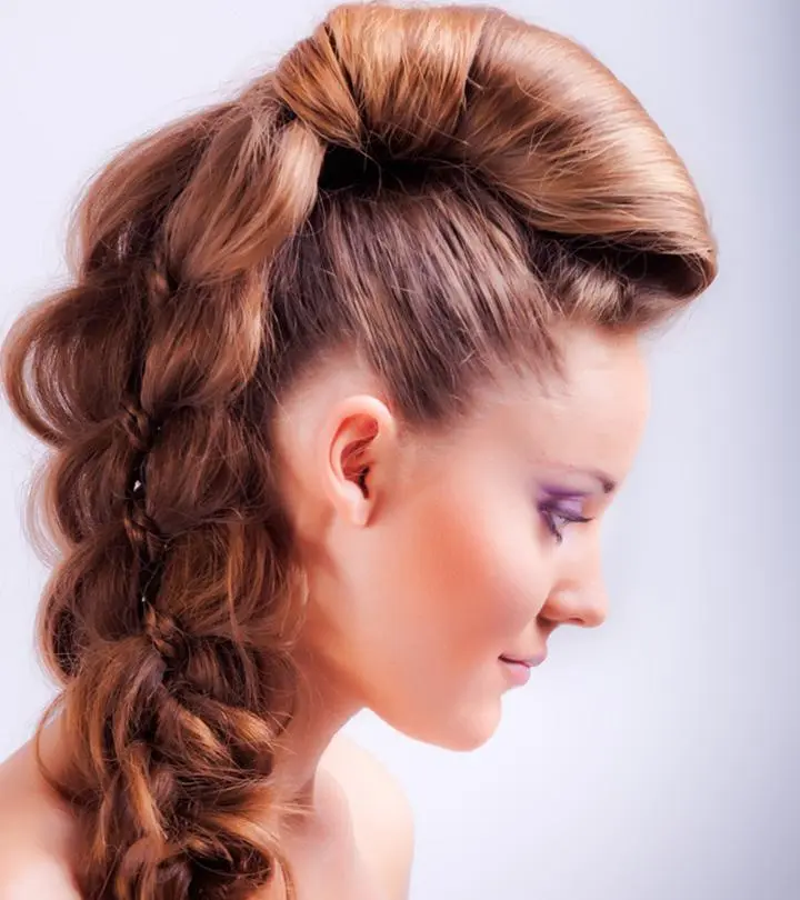 A woman with a ponytail bubble braid