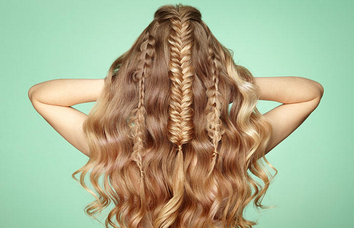 Woman with a preppy braided hairstyle for long hair