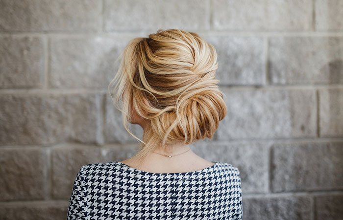 Woman with a French twist updo