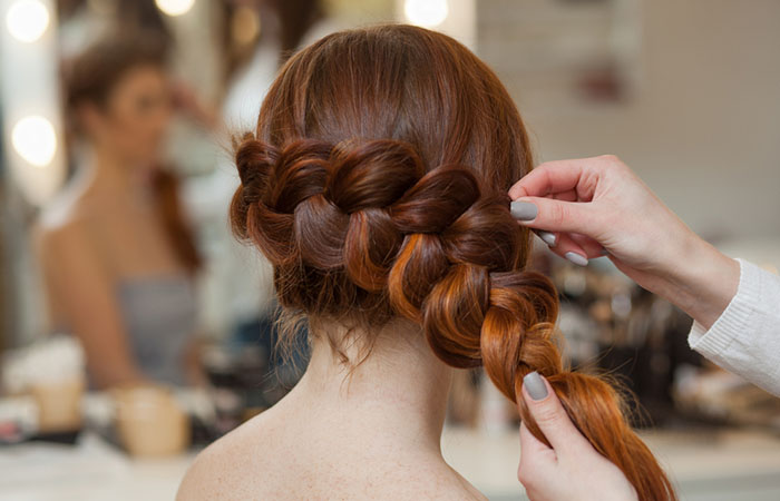 Woman with a preppy braid hairstyle for long hair