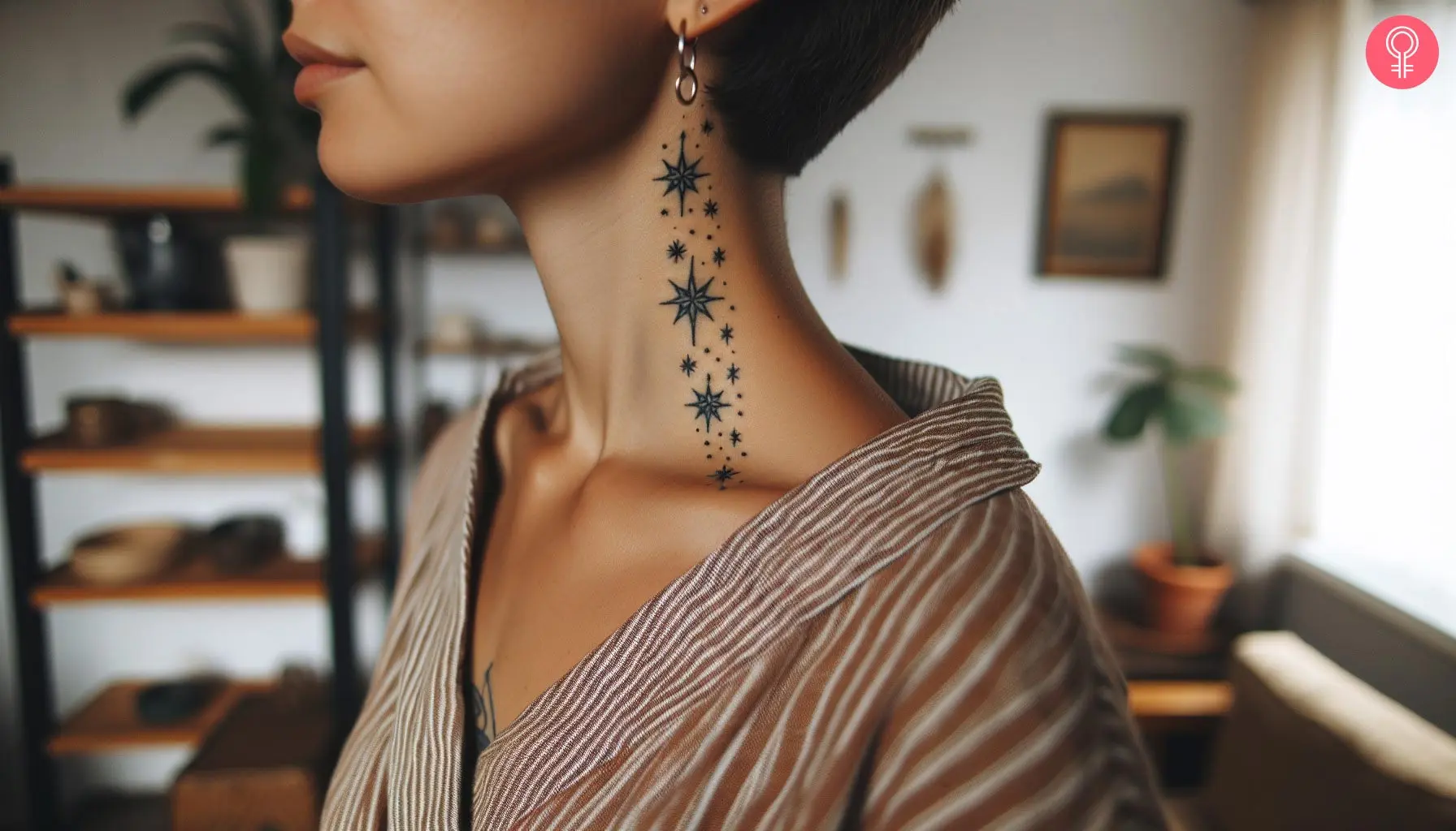 A woman flaunting the Y2K star tattoo on her neck