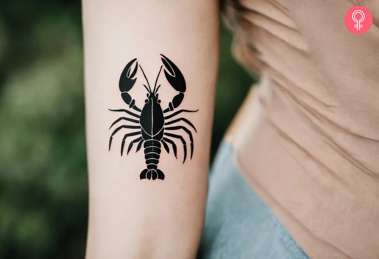 Minimalist lobster tattoo