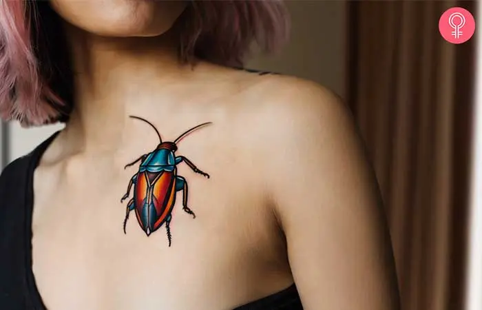 Neo-Traditional Cockroach Tattoo