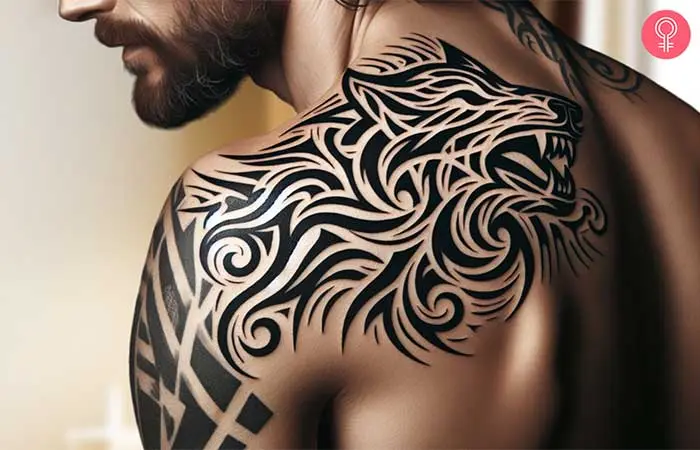 Shoulder Tribal Wolf Tattoo