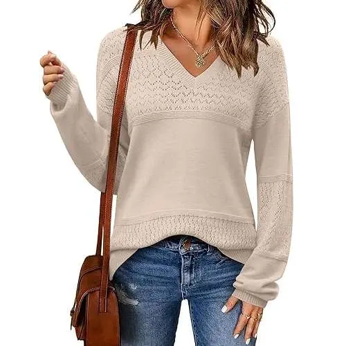 Zeagoo Long Sleeve Ribbed Knit Sweater