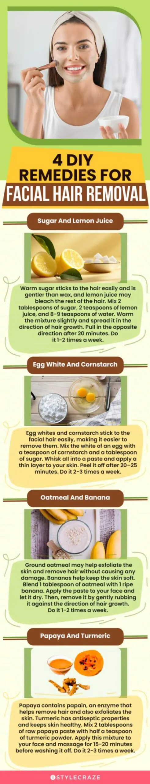 4 diy remedies for facial hair removal (infographic)