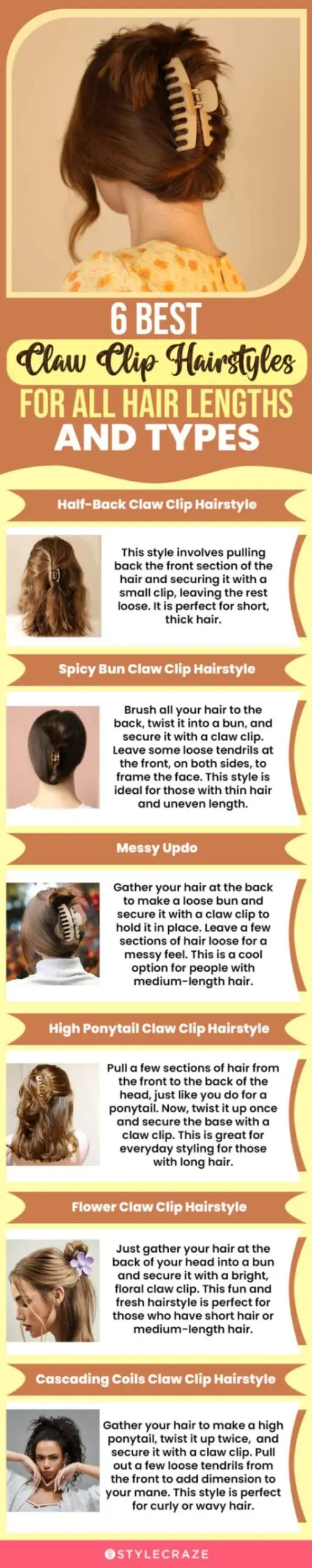 6 best claw clip hairstyles for all hair lengths and types (infographic)