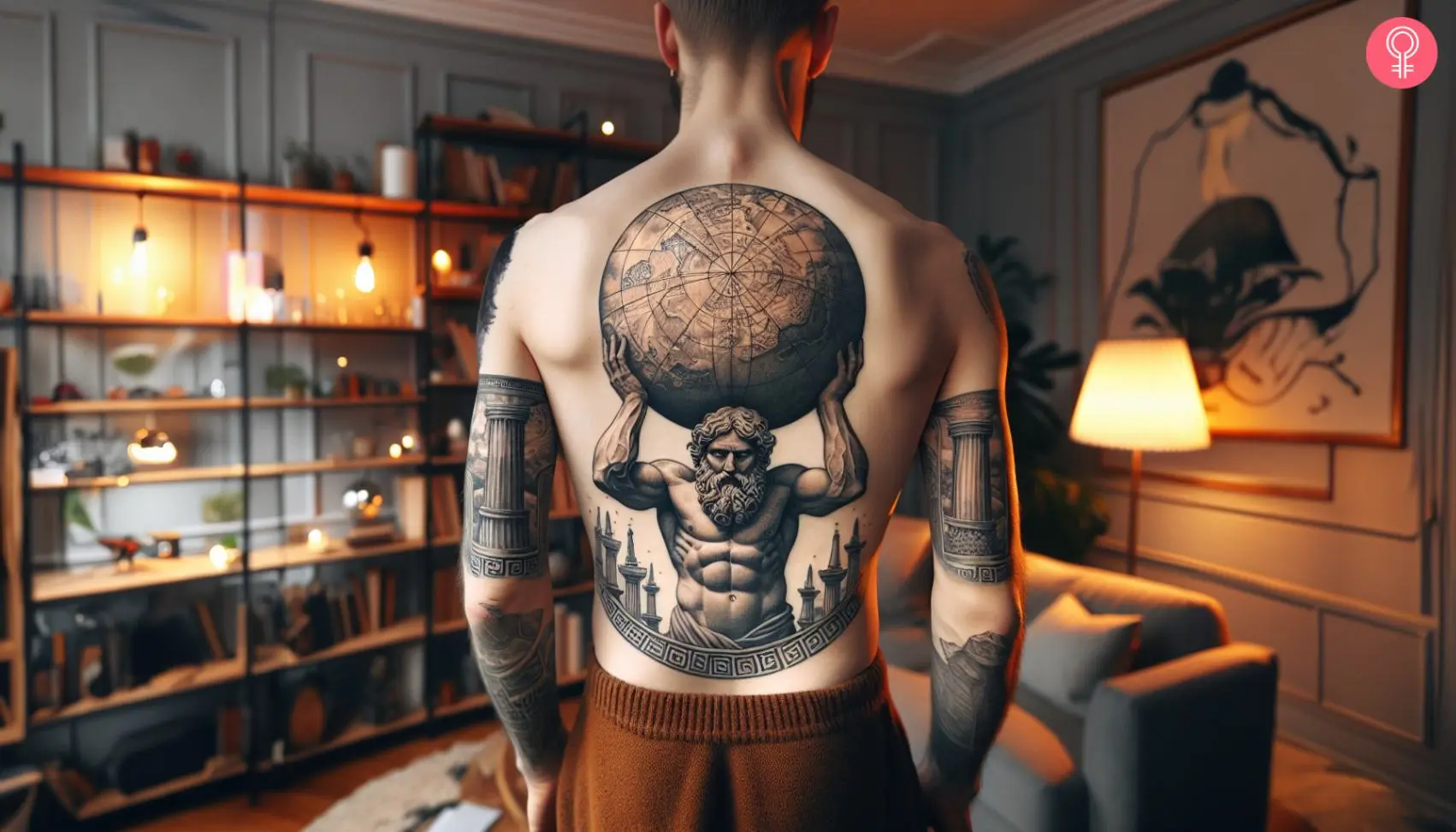 Atlas tattoo on the back