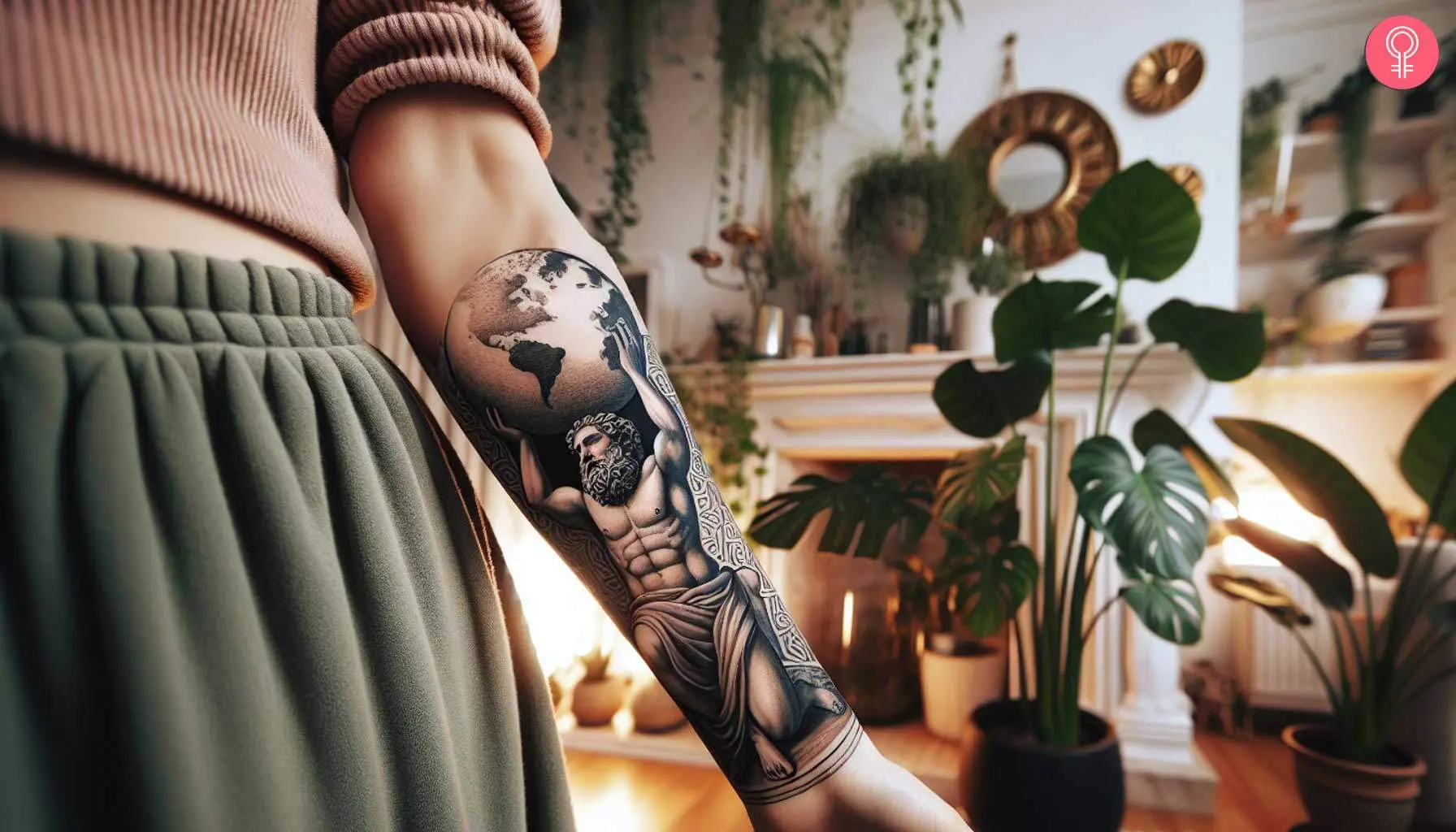 Atlas tattoo on the forearm