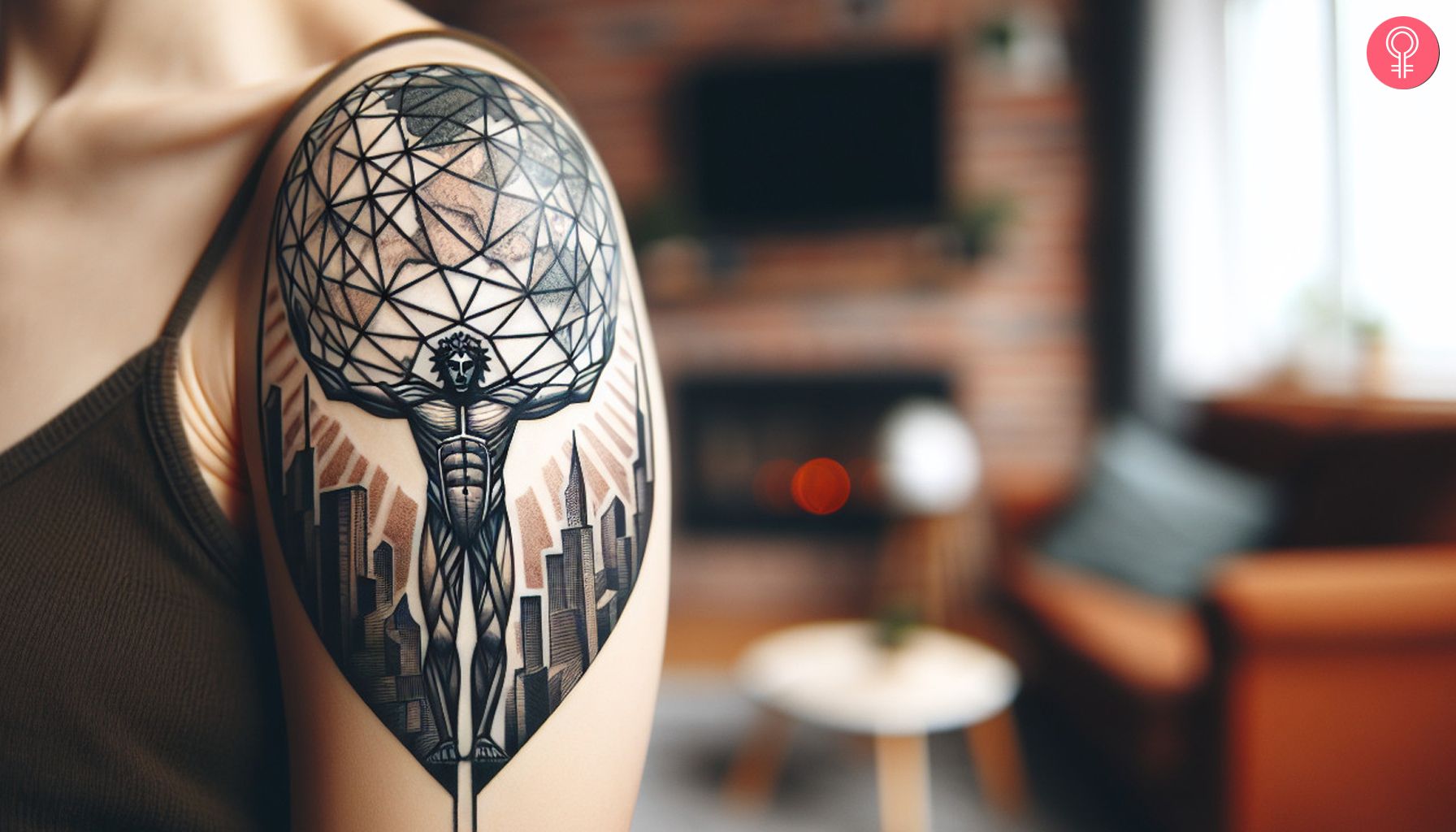 8 Best Atlas Tattoo Ideas: When Mythology Meets Modern Ink 5 Geometric Atlas tattoo on the shoulder