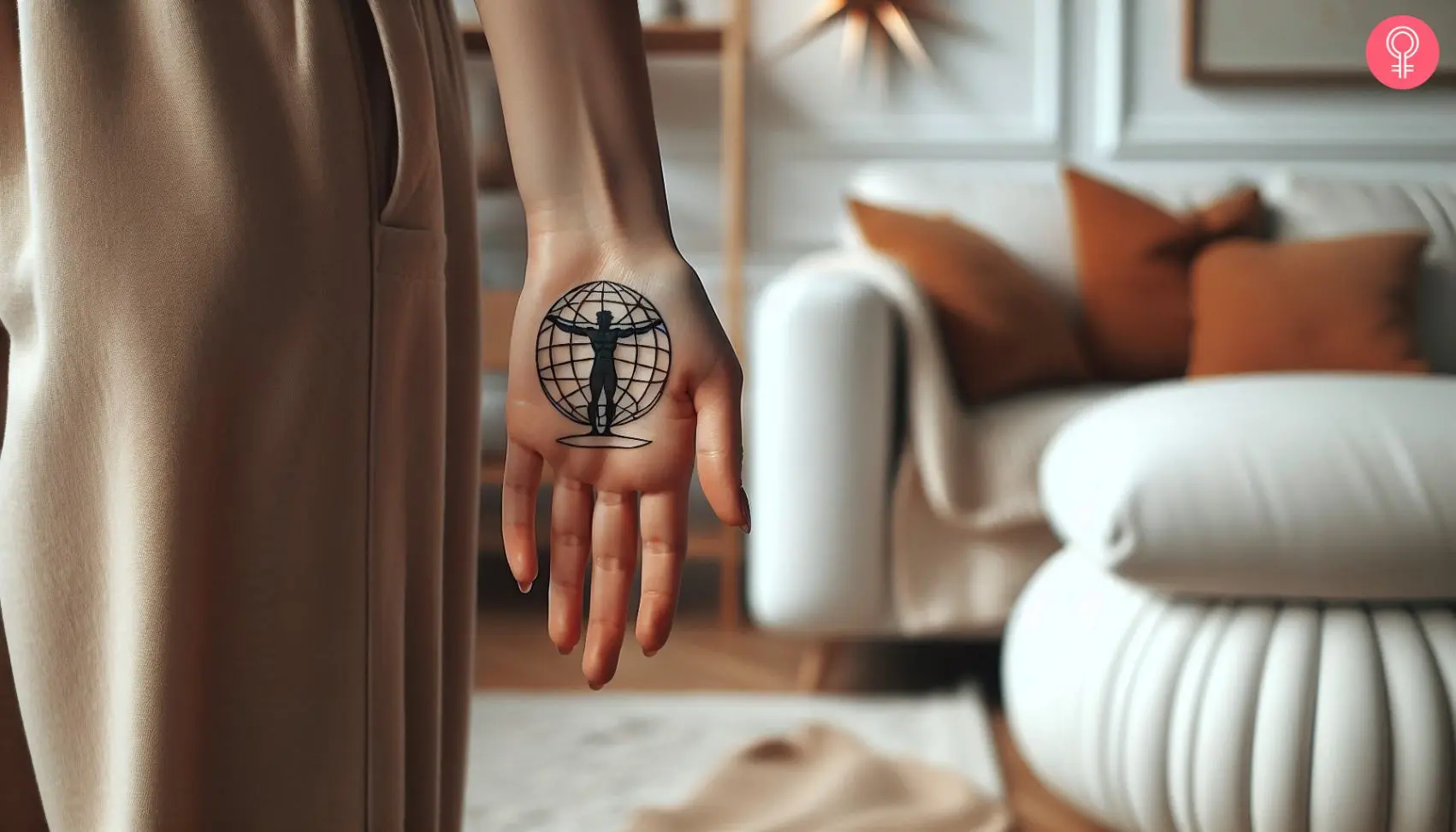 Minimalist Atlas tattoo on the palm