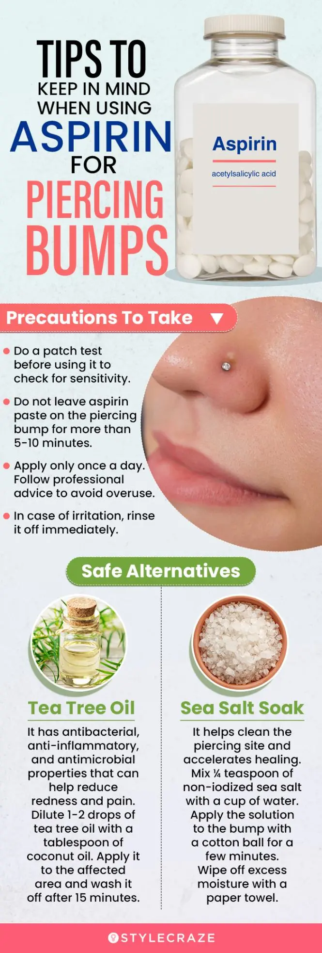 tips to keep in mind when using aspirin for piercing bumps (infographic)