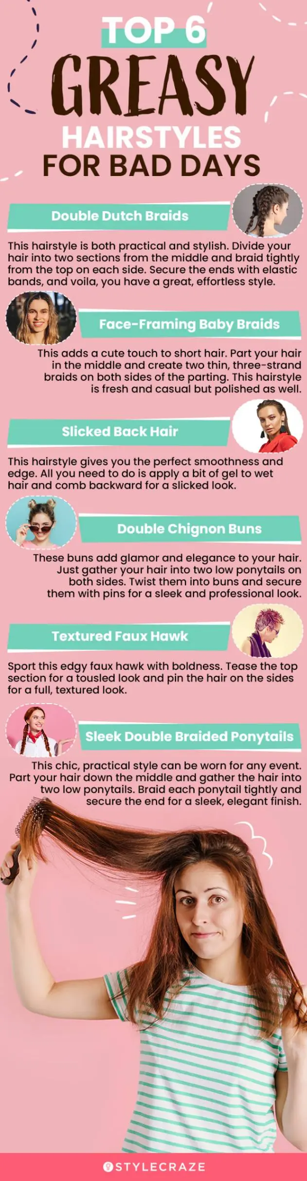 top 6 greasy hairstyles for bad days (infographic)