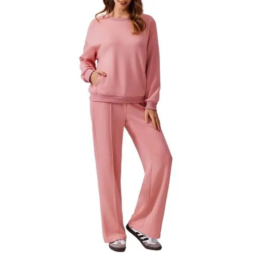 Pinspark Sweatshirt And Straight Leg Pants Set