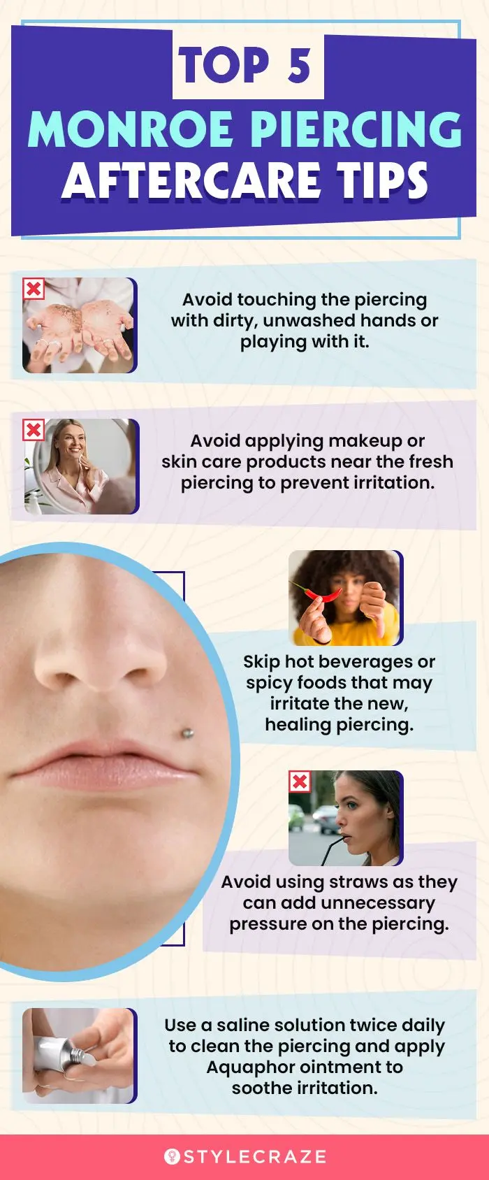 top 5 monroe piercing aftercare tips (infographic)