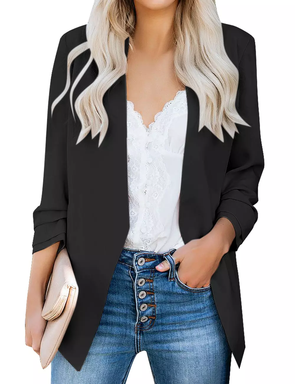  Luvamia Lapel Collar Blazer Jacket