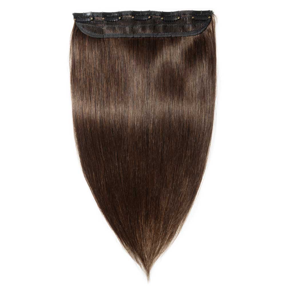 100% Remy Clip in Human Hair Extensions #2 Dark Brown 16-22inch Natural Hair Grade 7A Quality 3/4 Full Head 1 Piece 5 Clips Long Thick Soft Silky Straight for Women Beauty 18