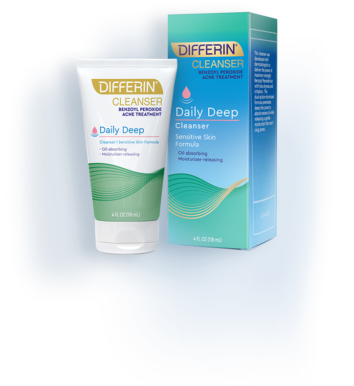 Acne Face Wash with Benzoyl Peroxide by the makers of Differin Gel, Daily Deep Cleanser, Gentle Skin Care for Acne Prone Sensitive Skin, 4 oz Face Wash w/Benzoyl Peroxide