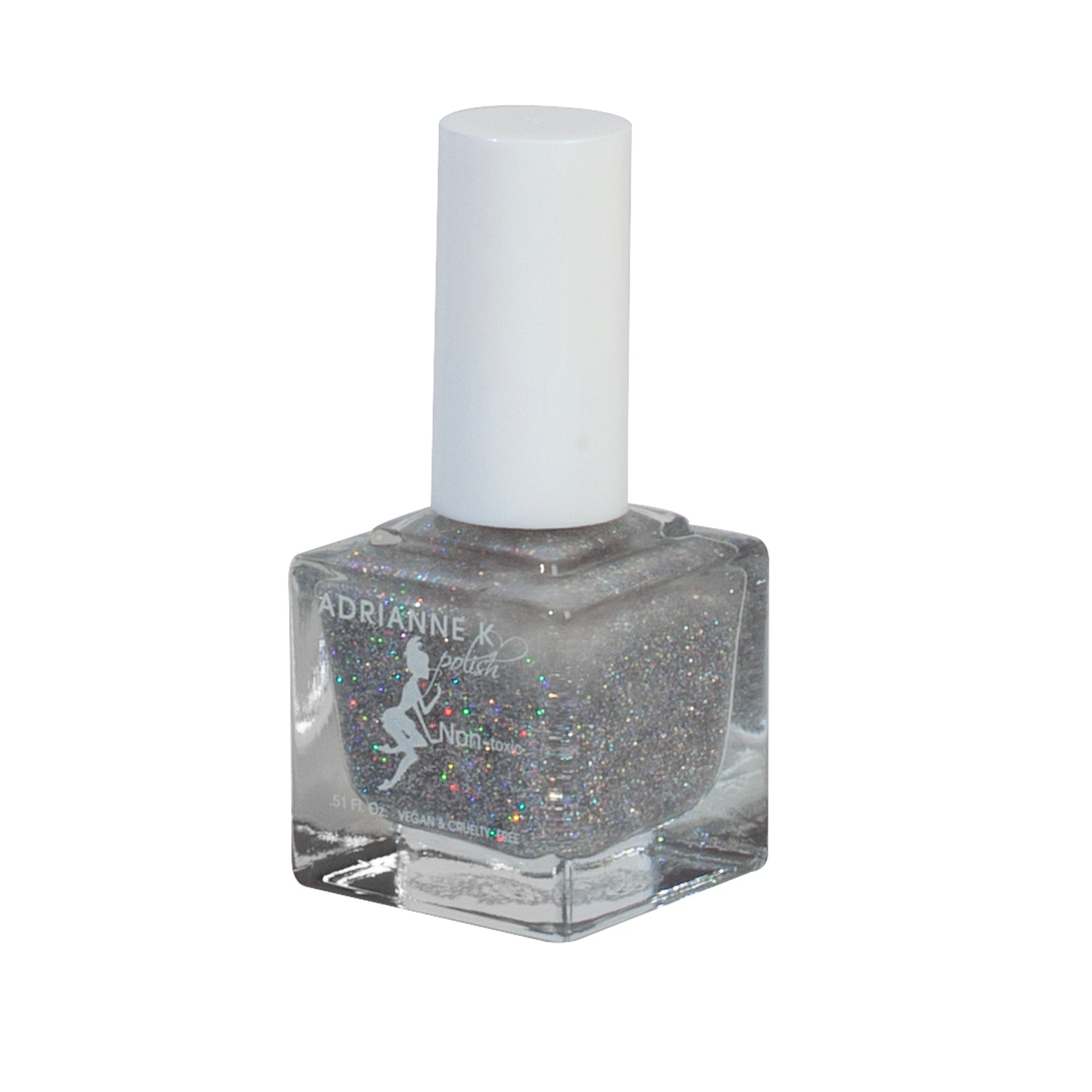 ADRIANNE K Nontoxic Glitter Nail Polish, Clear Topcoat Lacquer With Multicolor Glitter, Majestic! Quick Dry. Long Lasting, .51 Fl Oz