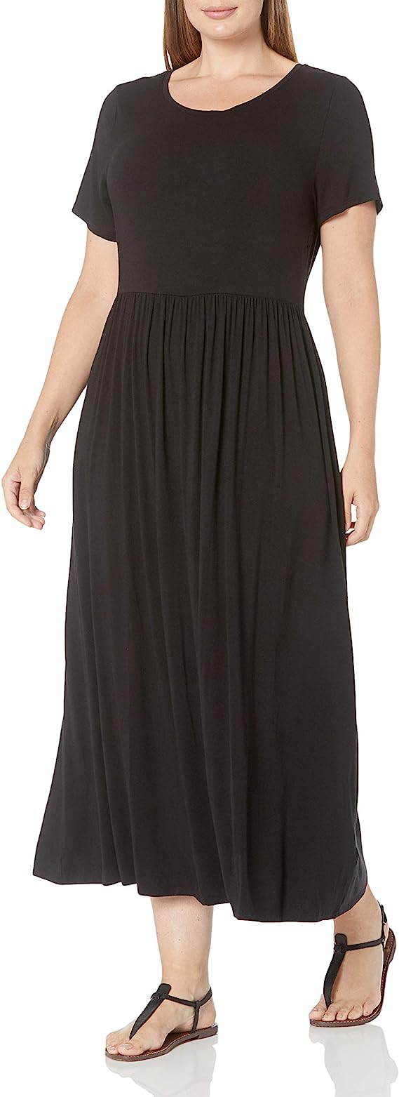 Amazon Essentials Women’s Short-Sleeve Waisted Maxi Dress