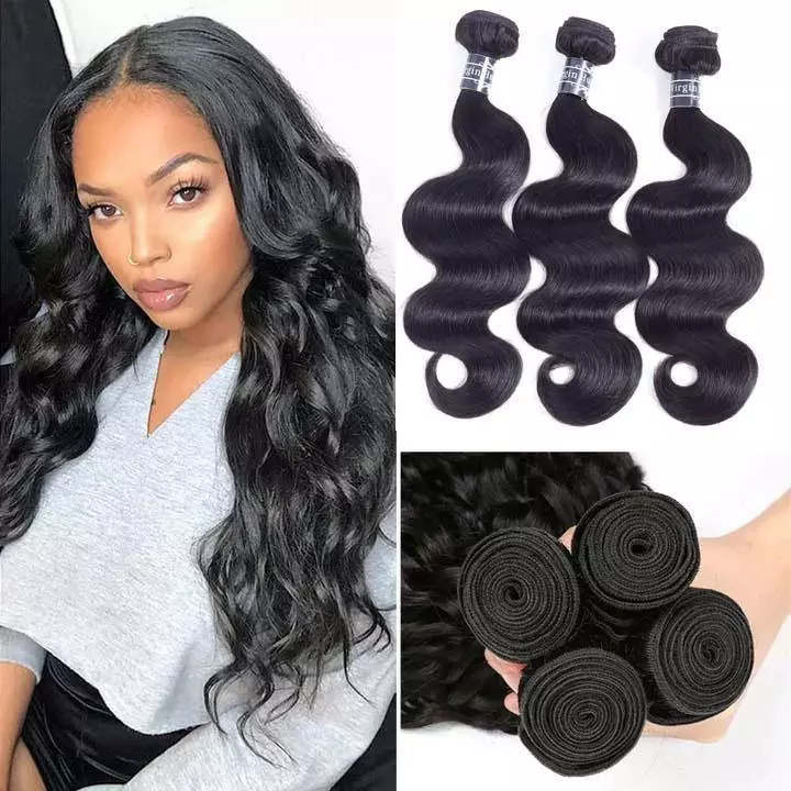 Amella Hair Brazilian Body Wave Virgin Hair 3 Bundles with Closure