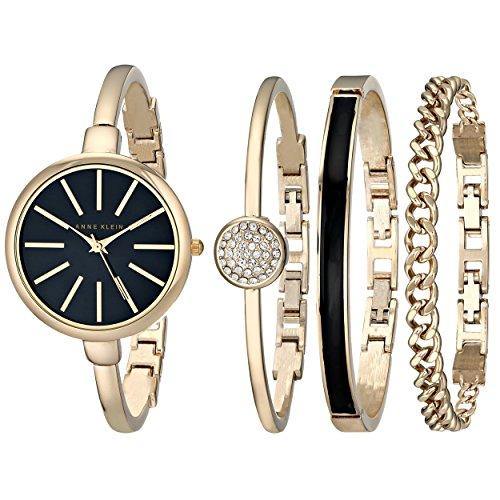 Anne Klein Women’s Bangle Watch and Swarovski Crystal Bracelet Set