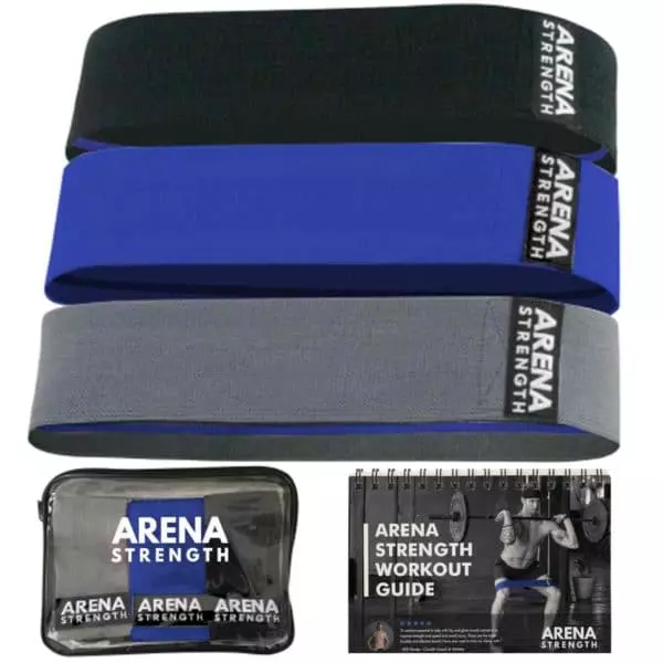 Arena Strength Fabric Booty Bands - Fabric Exercise Bands for Legs and Butt | Fabric Resistance Bands | Hip Resistance Bands with Workout Guide and Carry Case Light, Medium, Heavy Gray, Blue, Black