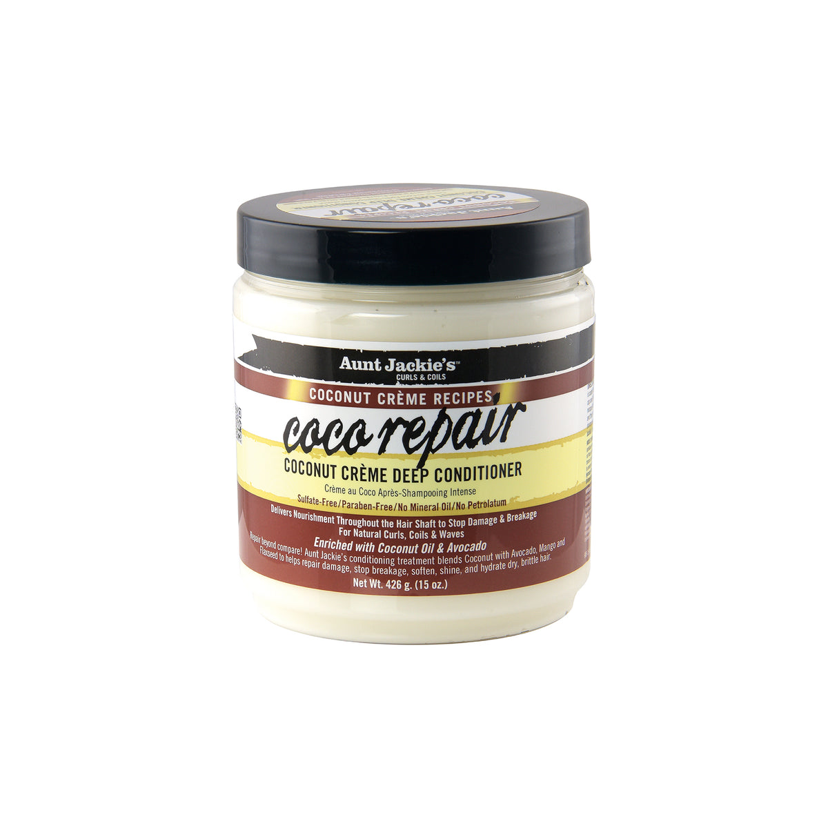 Aunt Jackie's Coconut Cr?me Recipes Coco Repair Deep Hair Conditioner, Delivers Nourishment, Stops Damage, Breakage for Natural Curls, 15 oz 15 Ounce (Pack of 1) Coco Repair
