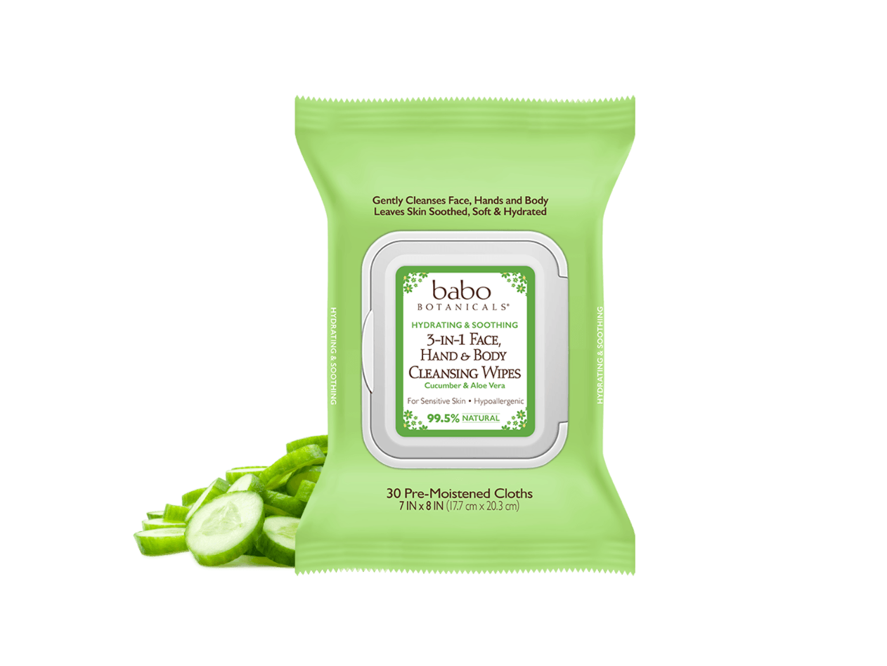 Babo Botanicals 3-In-1 Face, Hand & Body Cleansing Wipes