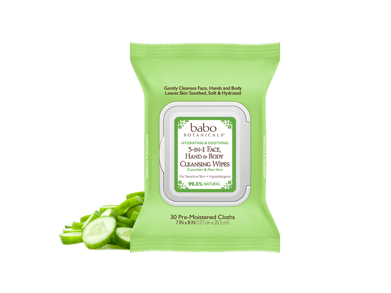 Babo Botanicals 3-In-1 Face, Hand & Body Cleansing Wipes