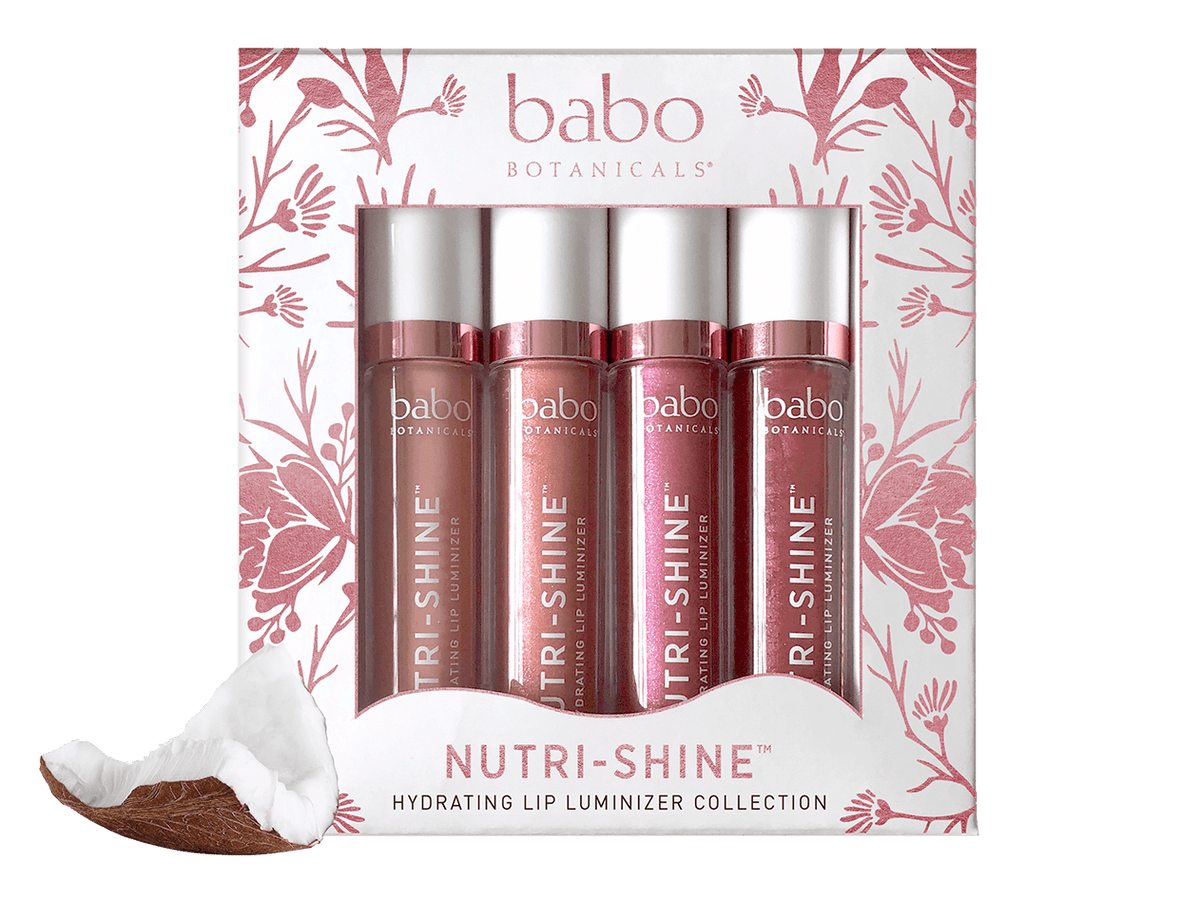 Babo Botanicals 70+% Organic Nutri-Shine Luminizer Vegan Lip Gloss Gift Set - 4- pack 0.14 oz.
