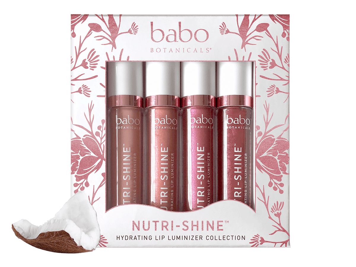 Babo Botanicals 70+% Organic Nutri-Shine Luminizer Vegan Lip Gloss Gift Set - 4- pack 0.14 oz.